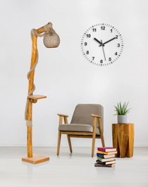 Opviq Lámpara de pie Arbor con diseño de árbol, madera y tapa de yute